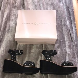 Chinese Laundry Ozzie Black Burnished Sandals